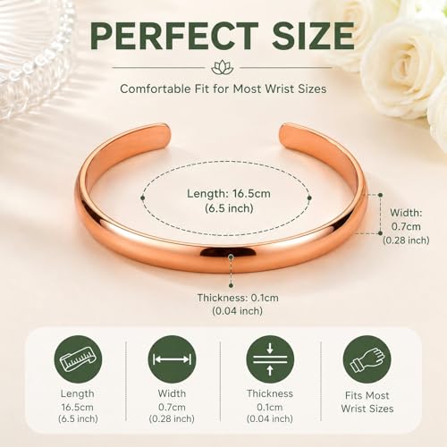 Detalle 2 de BioMag Pure Copper Bracelet: Solid Uncoated Open-Cuff Bangle