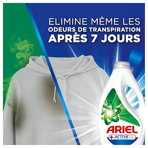 Detalle de Ariel +Active Lessive Liquide 35 Lavages – Odeurs de transpiration maîtrisées, efficacité à froid, fabriqué en France