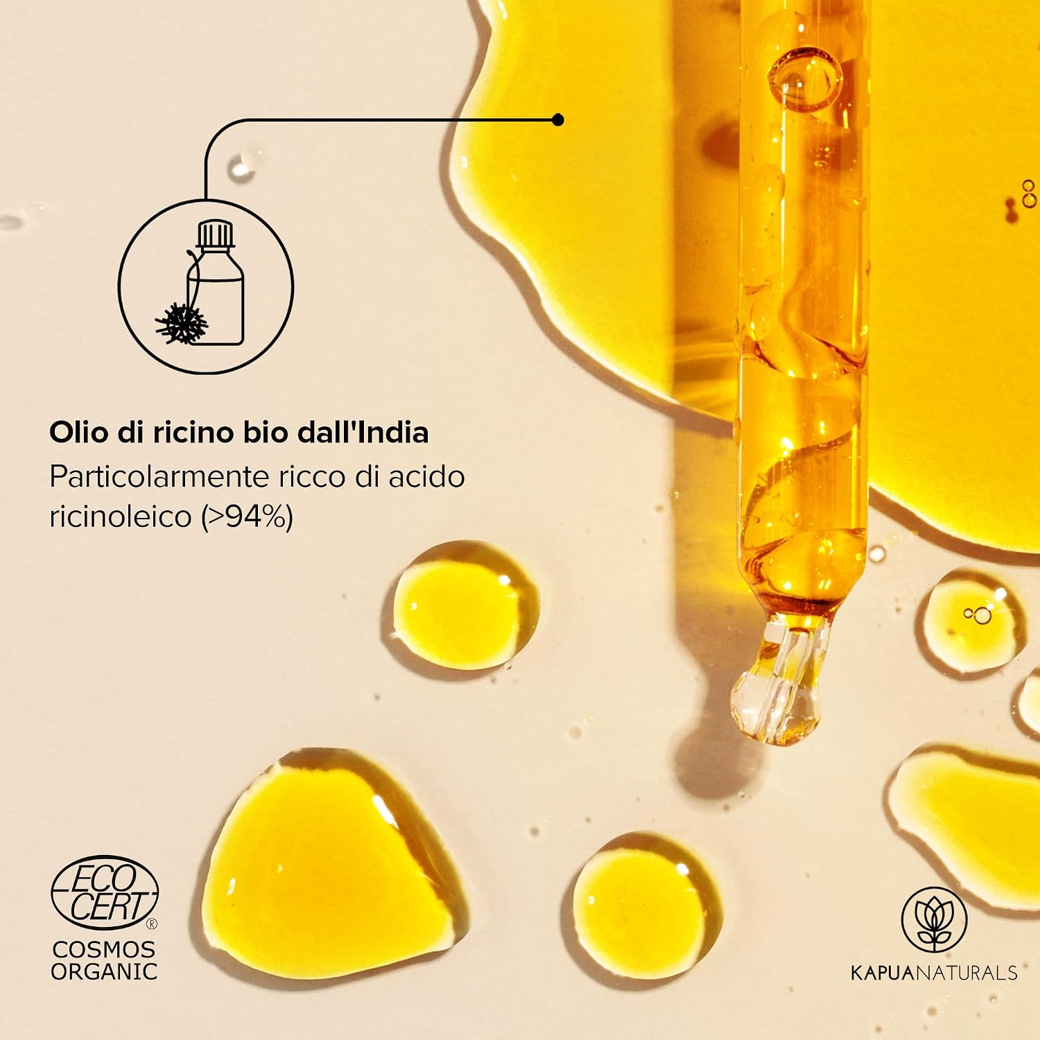 Detalle 2 de Olio di ricino biologico 100 ml – spremuto a freddo, puro, vegan e multifunzionale