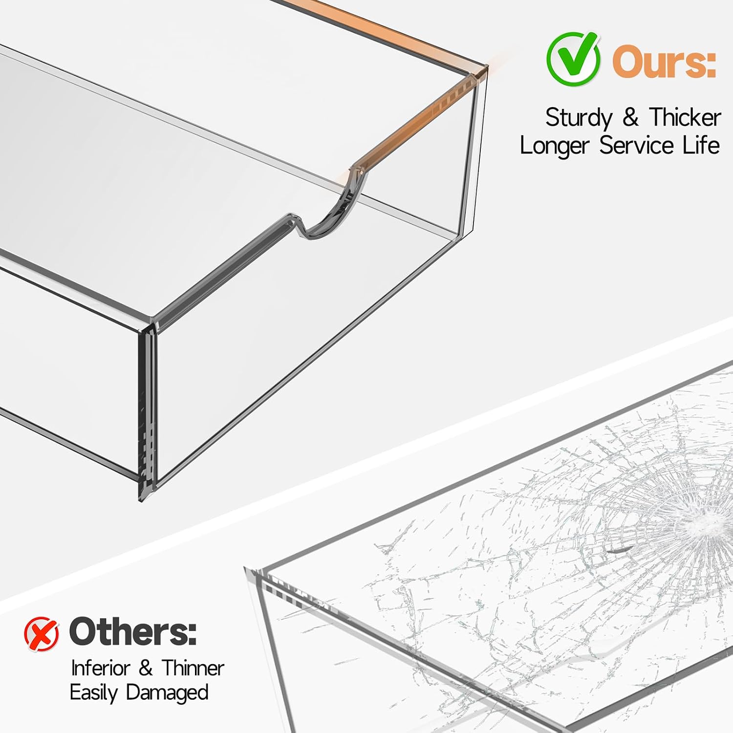 Detalle de DOMNIU DO-ZMSN-3 Acrylic Drawer Organizer, 16 Drawers, Clear 4-Set