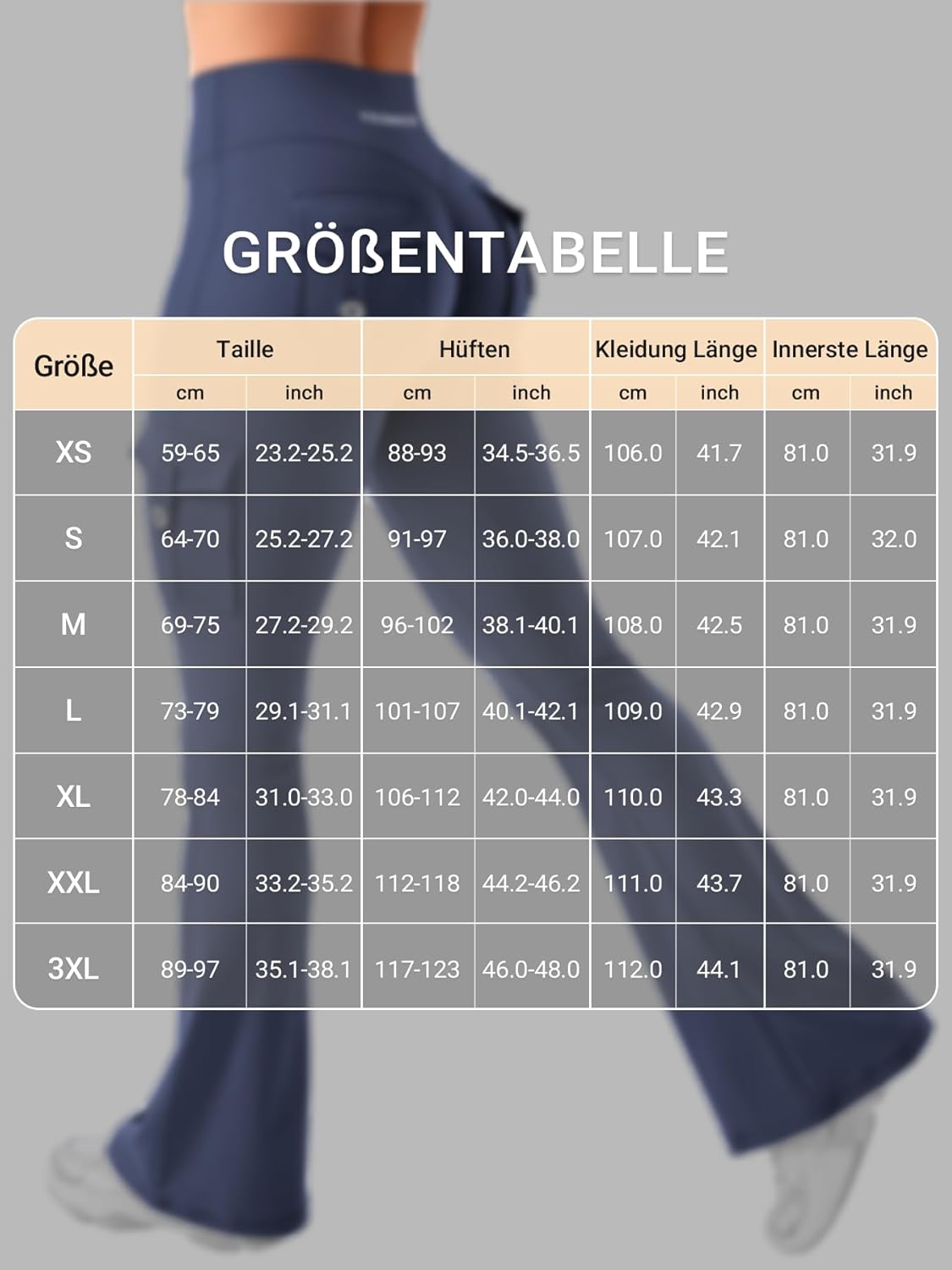Thumbnail 5 de YEOREO CoreFlex Damen Flare Leggings mit 4 verdeckten Taschen & Scrunch-Design – High Waist, blickdicht, nahtloser Look