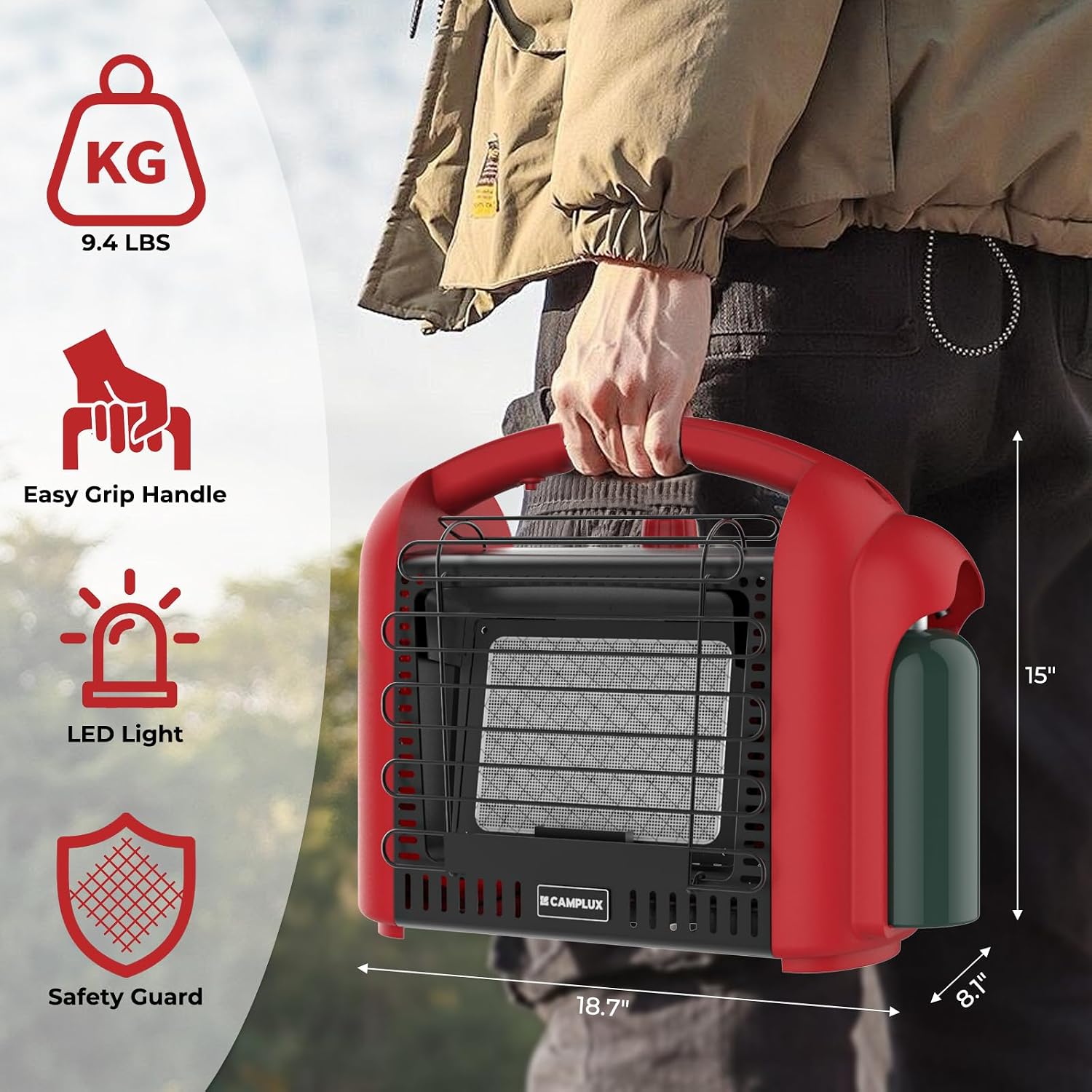 Thumbnail 6 de CAMPLUX BH1501RCA Portable Propane Heater, 12,000 BTU with LED Light