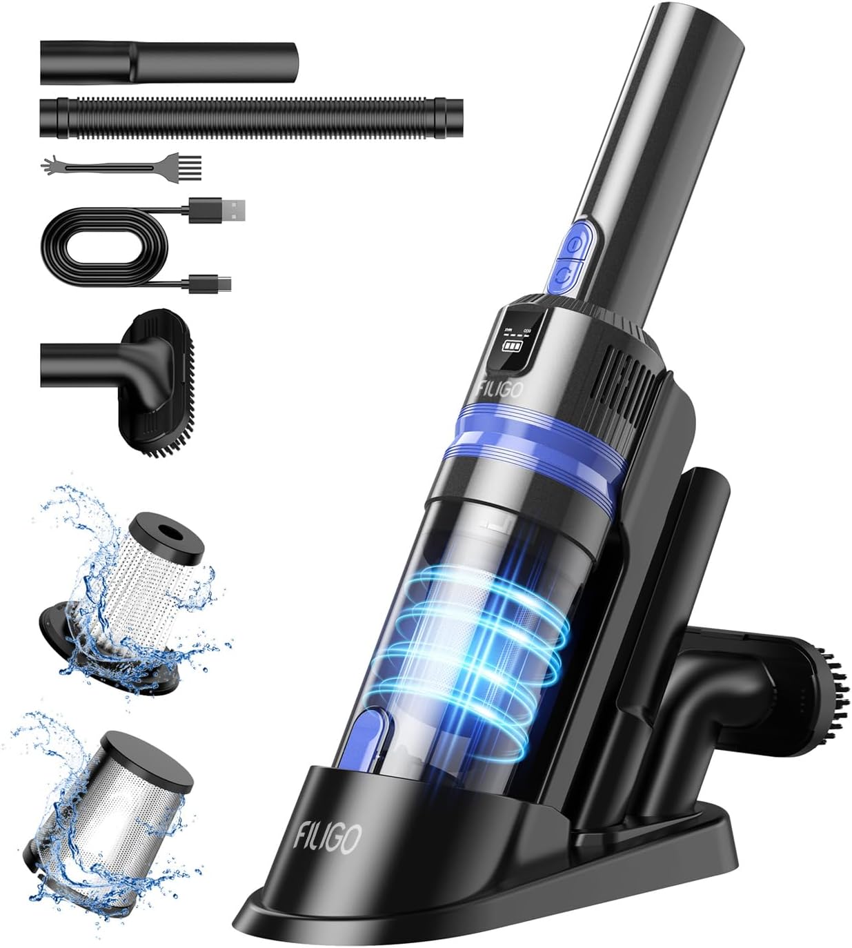 Detalle de Filigo VC032 Cordless Handheld Vacuum, 3-in-1 with HEPA Filter