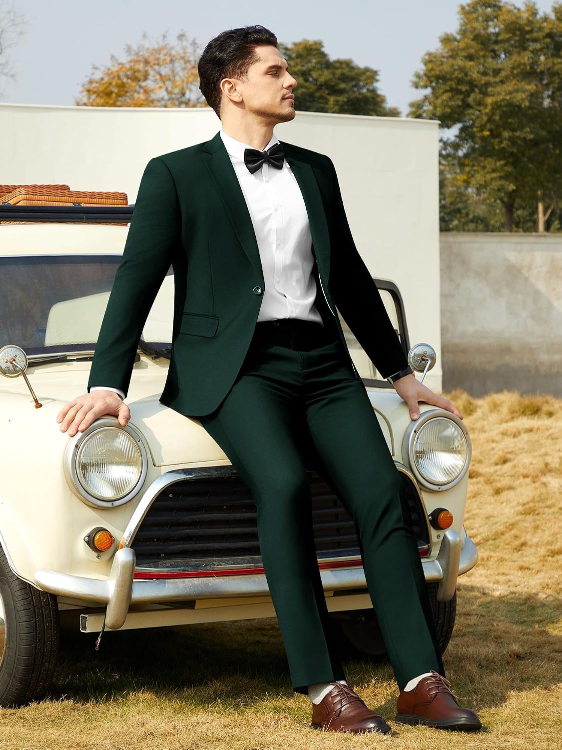 Detalle 2 de WEEN CHARM Men's Slim-Fit Two-Piece Suit with One-Button Blazer and Trousers