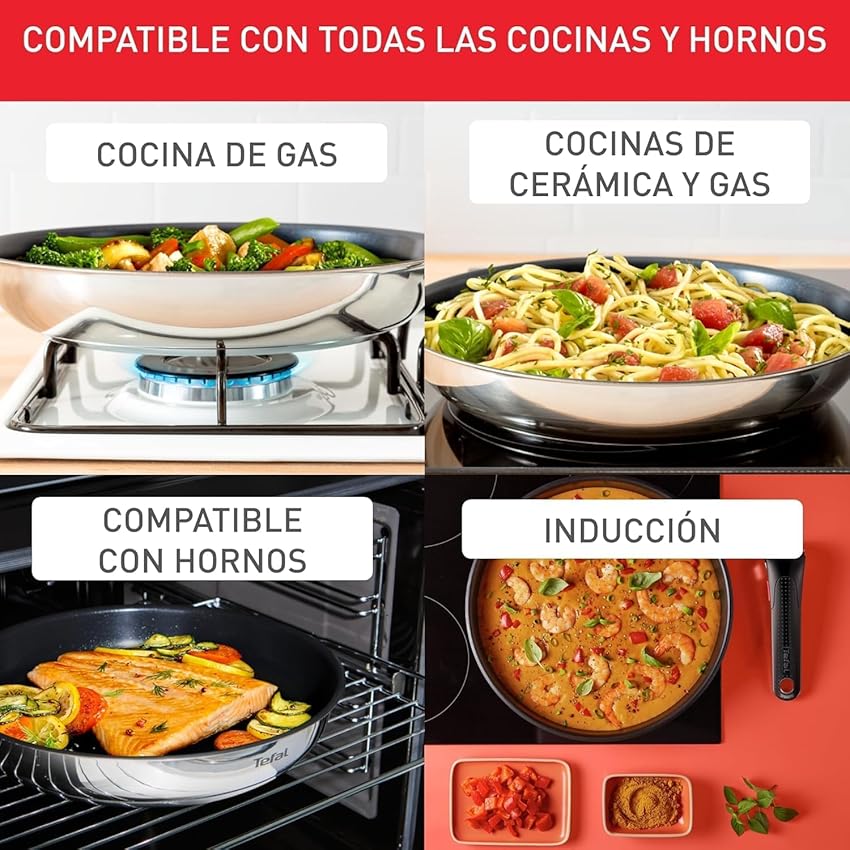 Detalle 1 de Tefal Ingenio Emotion - Set Sartenes y Cazuelas Multitarea
