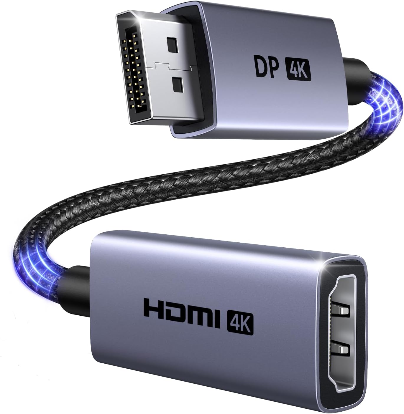 Detalle de UGREEN DisplayPort to HDMI Adapter, 4K@60Hz, DP 1.2, Braided Cable
