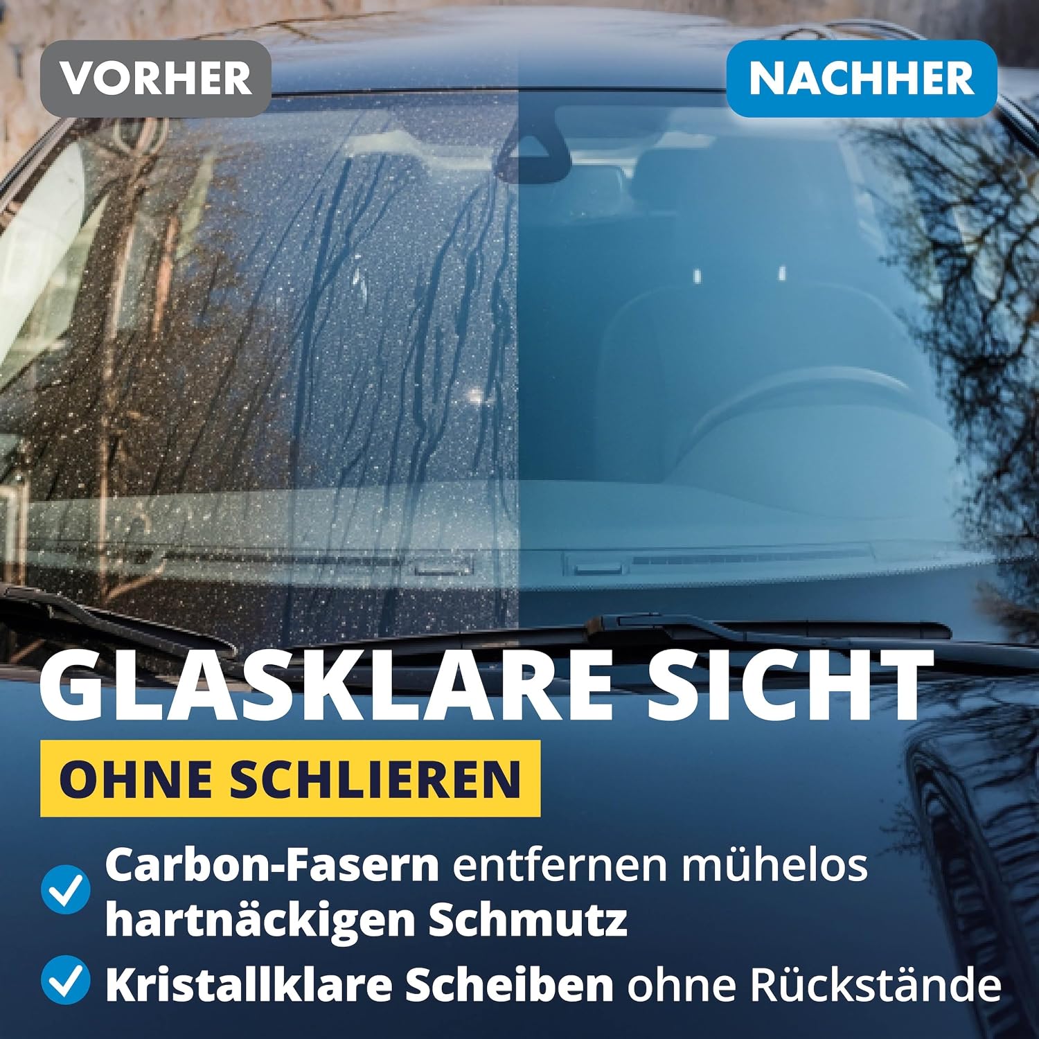 Detalle de LICARGO 2X Glas & Scheiben Pads – Carbon Fenstertuch, streifenfrei, 16x22 cm