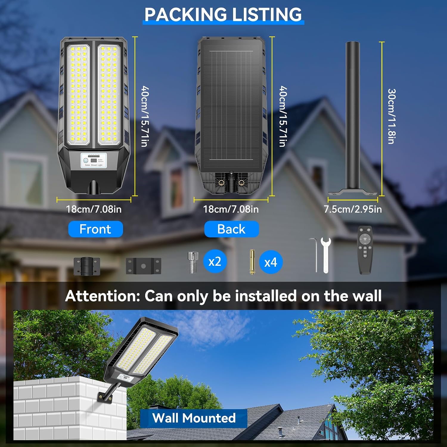 Thumbnail 6 de Adewalk 700W Lampione Solare LED Esterno con Telecomando e Sensore di Movimento – IP66
