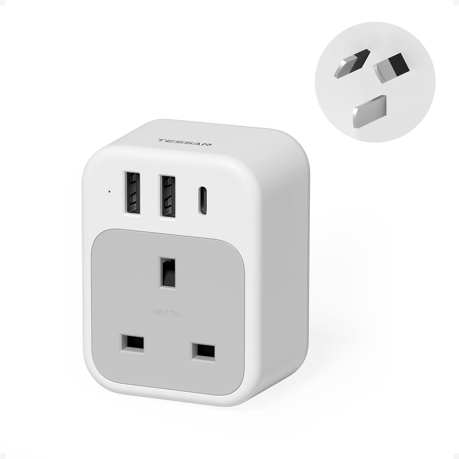 Thumbnail 6 de TESSAN UK to Swiss Plug Adapter with USB C 🔌