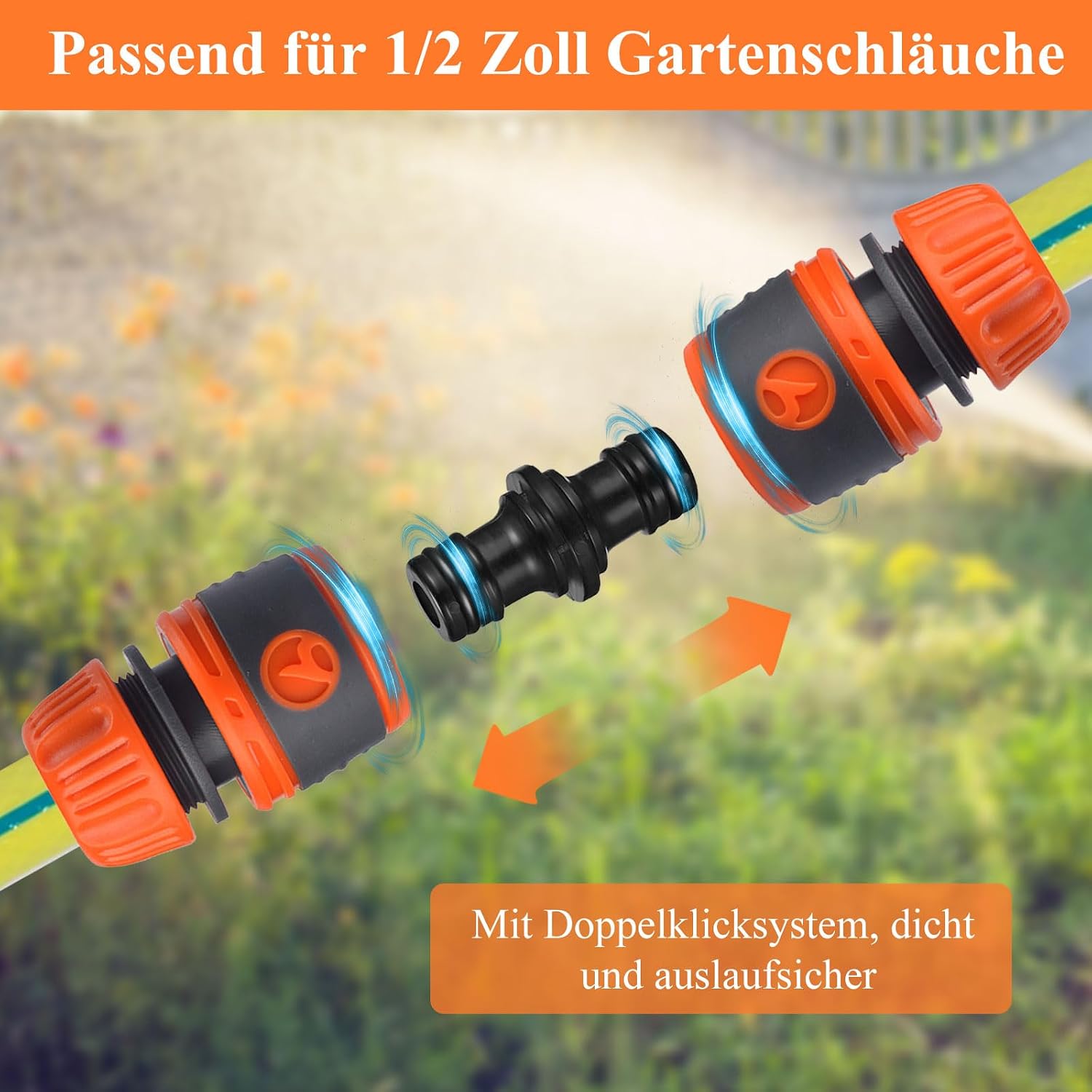 Thumbnail 4 de Raheem 9er Schlauchkupplung 1/2 Zoll Satz – 6 Kupplungen + 3 Doppelstecker, Gardena-kompatibel
