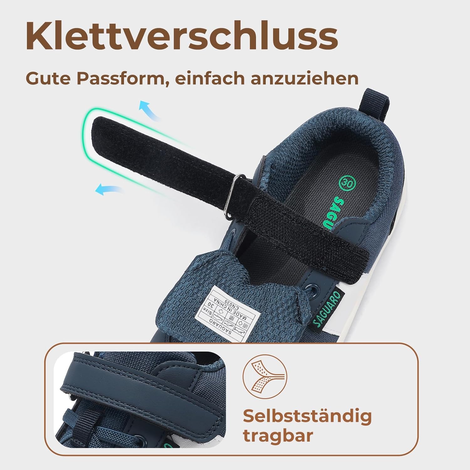 Thumbnail 3 de SAGUARO Kinder Barfußschuhe Knit – Breite Zehenbox, Klettverschluss und Zero-Drop für Kindergarten und Schule