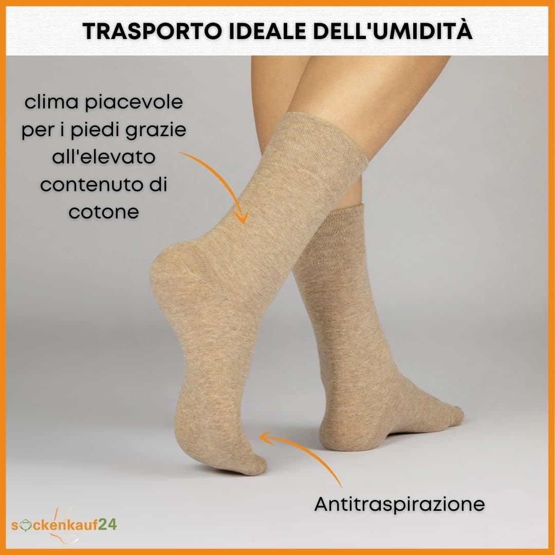 Detalle 2 de sockenkauf24 10 paia di calze lunghe da uomo e donna business in cotone traspiranti