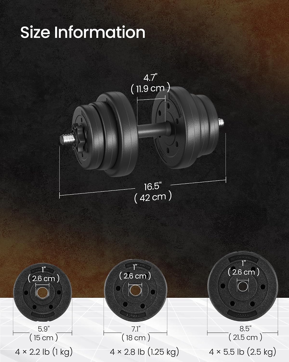 Thumbnail 5 de SONGMICS Stefan Collection SYL20HV1 Adjustable Dumbbells, 20 kg with Barbell Link