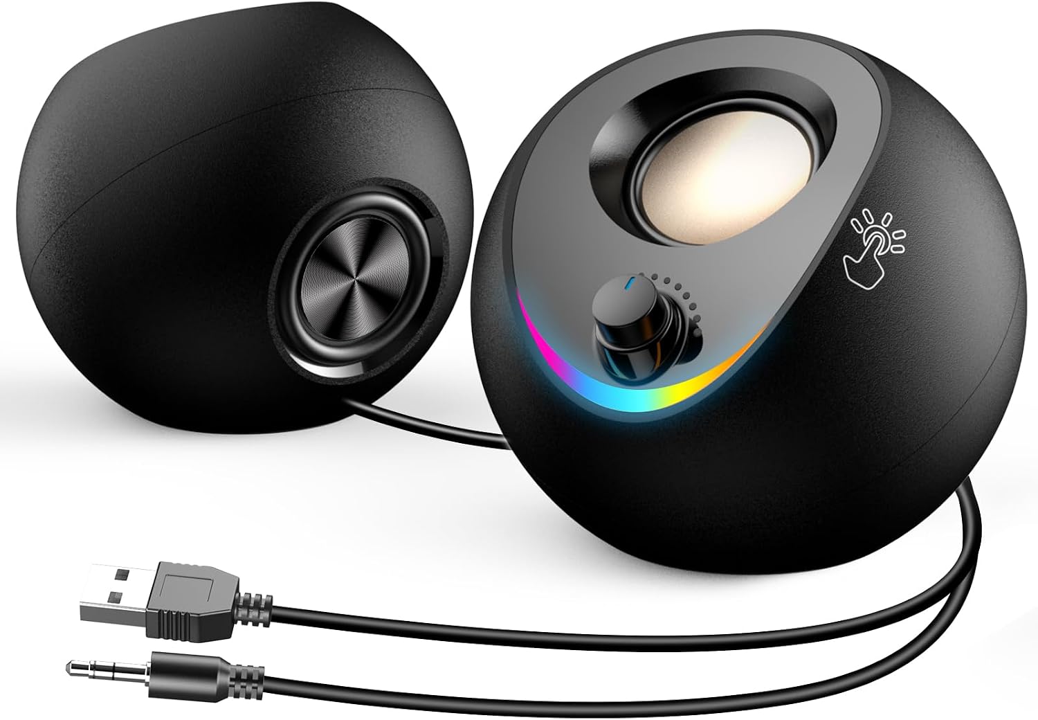 Detalle 2 de LENRUE PC speakers USB and AUX, stereo