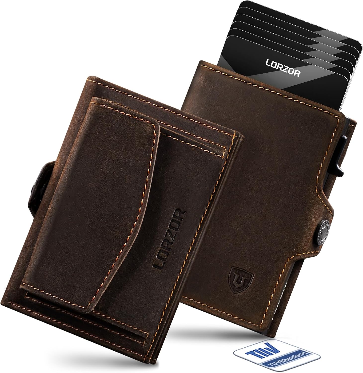LORZOR Slim Wallet Geldbörse mit XXL-Münzfach