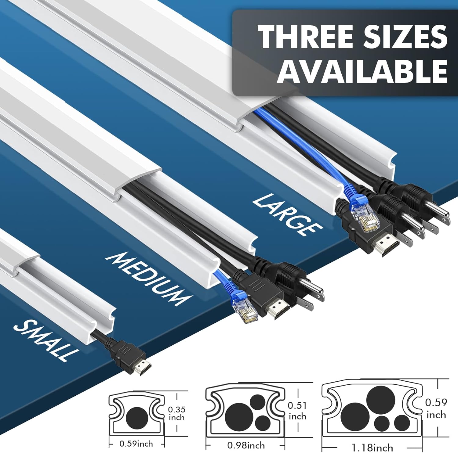 Thumbnail 6 de Shinfly 2.4m Self-Adhesive Cable Trunking Kit (Mini Trunking) – White, 25mm x 13mm (6-pack)
