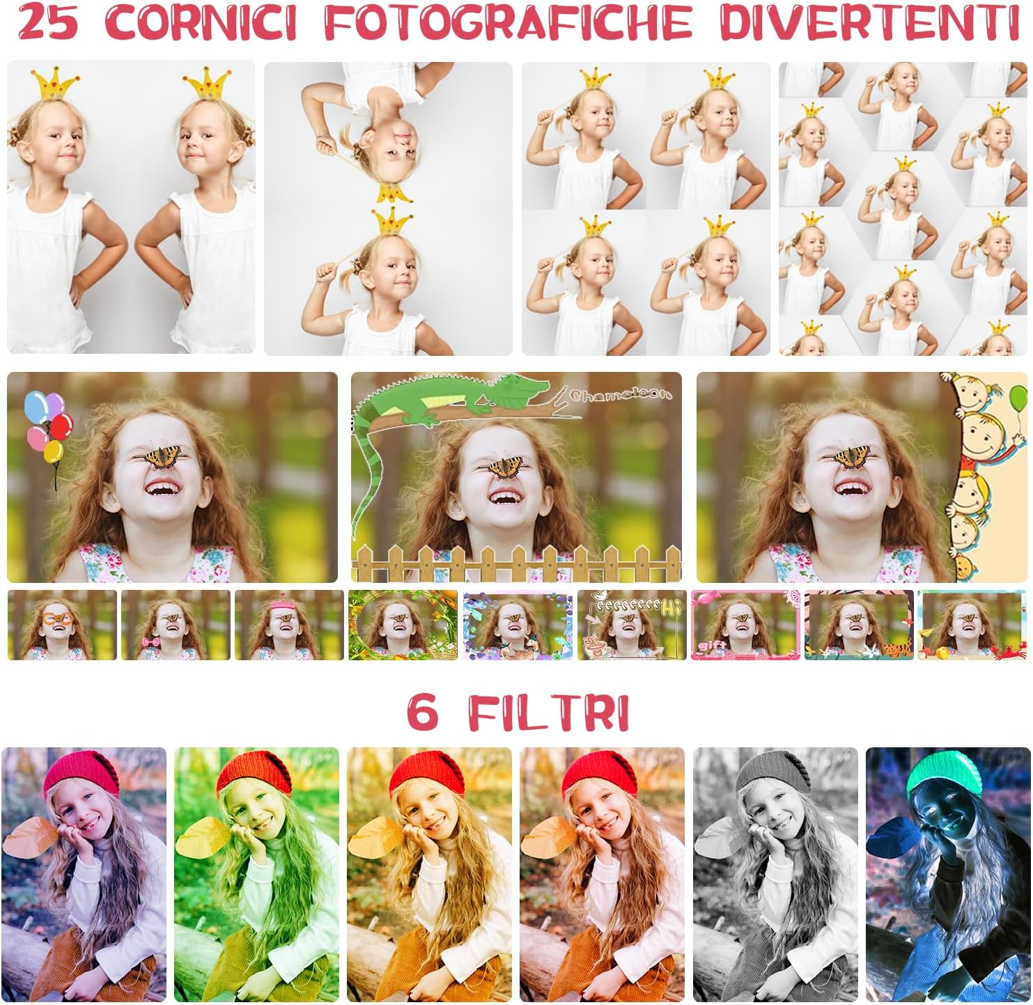 Detalle 2 de ARNSSIEN Macchina Fotografica per Bambini 2,4'' con Lente Flip 180° e Funzioni Multimediali