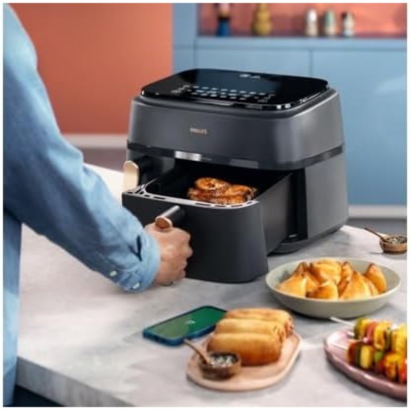 Detalle 2 de Philips Airfryer Dual Basket Serie 3000 NA352/00: Freidora de Aire con Doble Cesta de 9 L