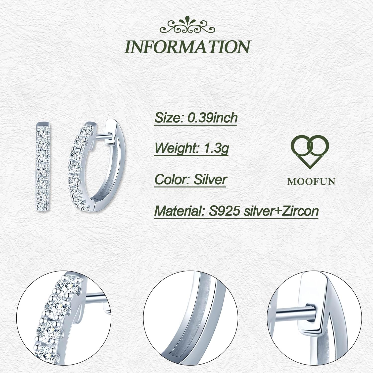 Detalle 2 de MOOFUN Ohrringe Silber 925 Creolen 10mm