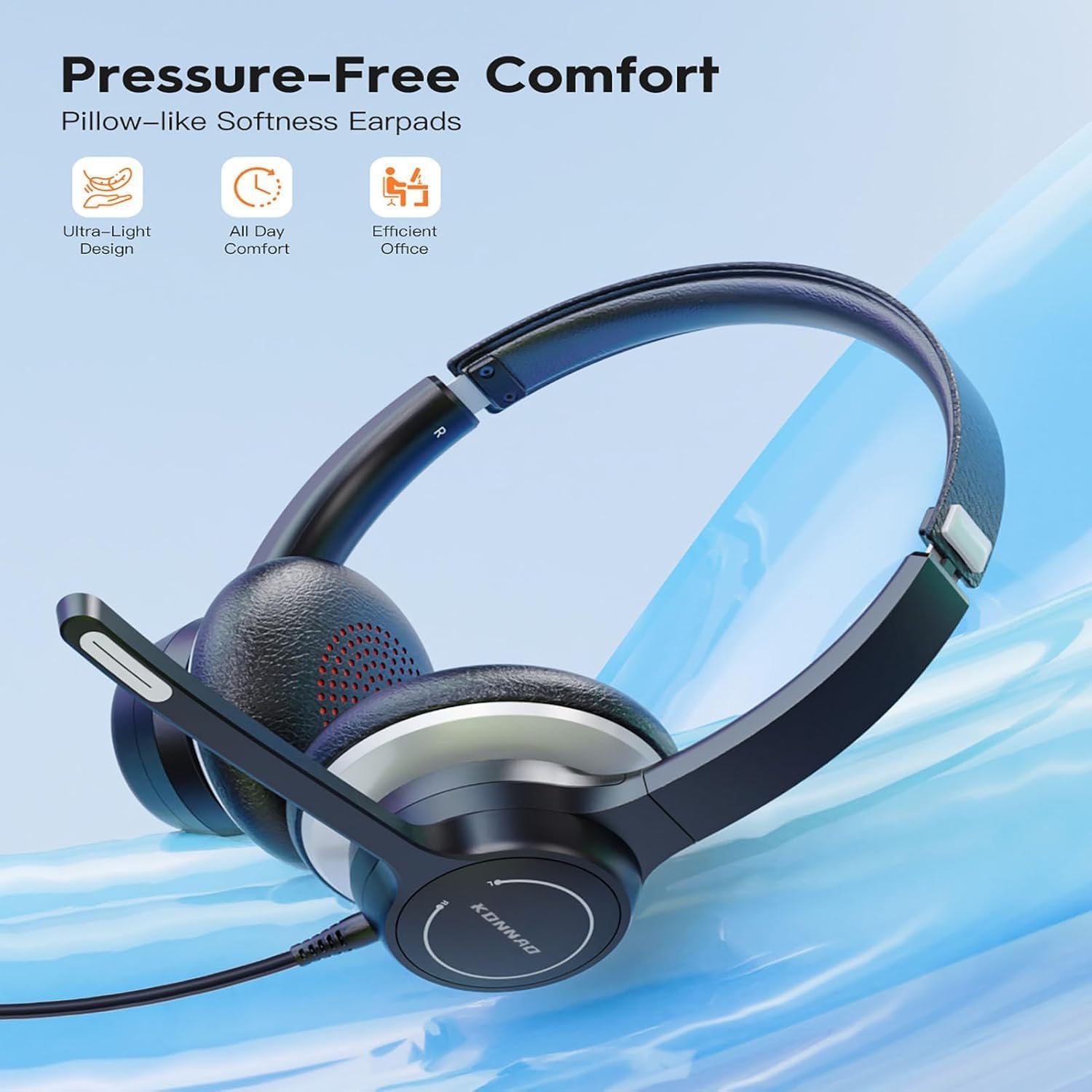 Detalle de KONNAO USB Headset with Microphone — 3.5mm wired stereo headset with in-line controls and noise-cancelling mic