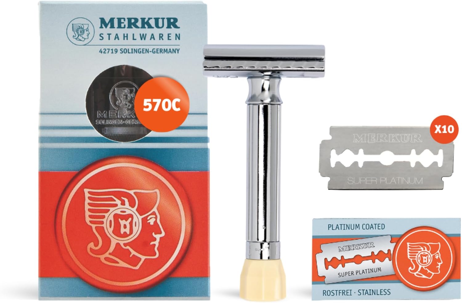 Detalle de Merkur Rasoir Réglable Chrome en Écrin – Ajustement précis, rendu élégant