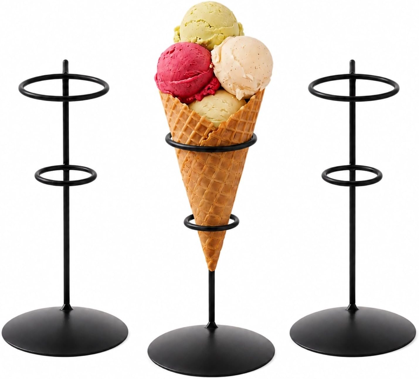 Cabilock Ice Cream Cone Holder Stand – 3-Piece Compact Gelato Display Rack
