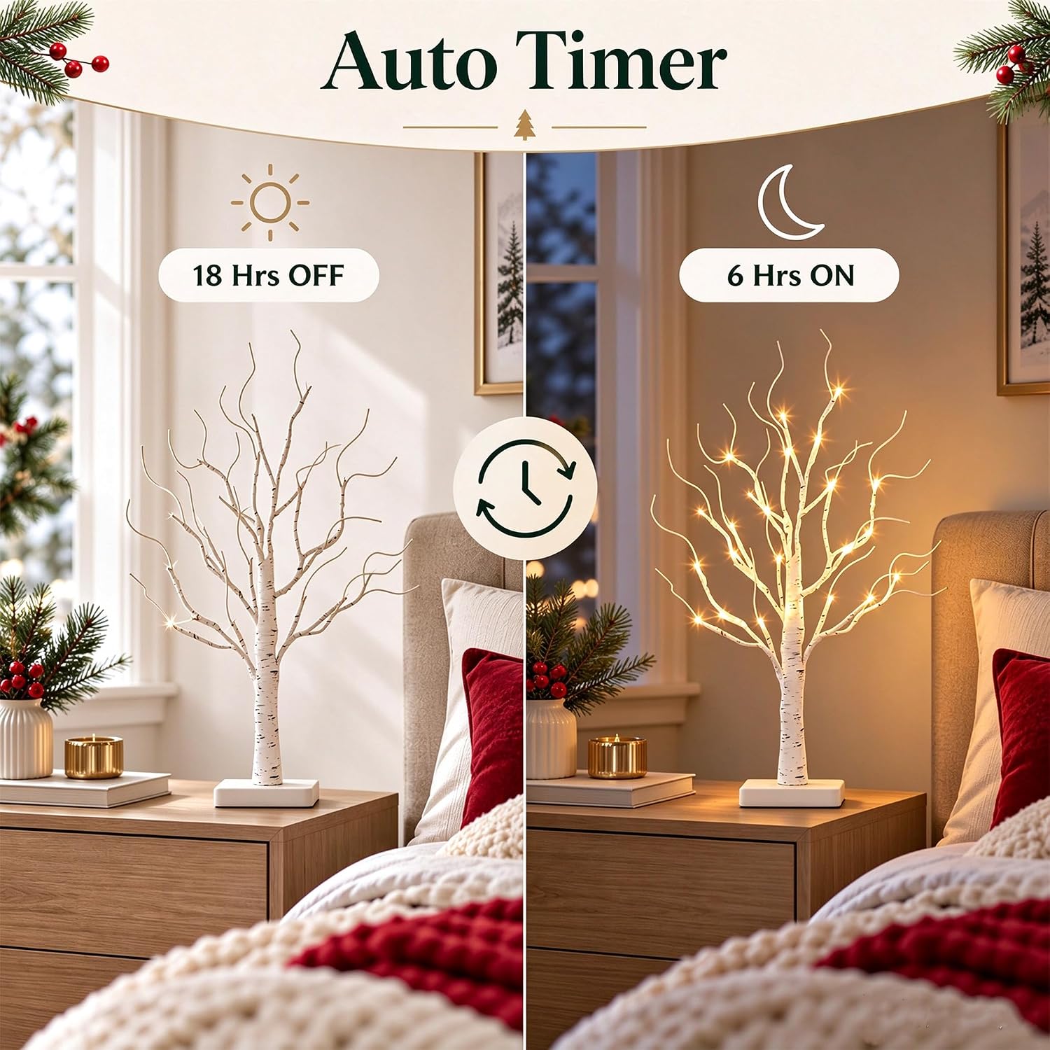 Detalle 2 de PEIDUO Lighted Birch Trees, 4-pack