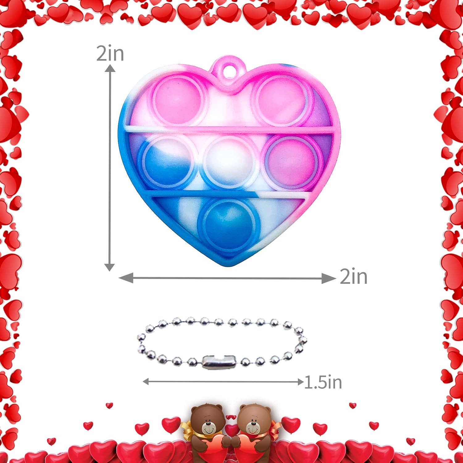 Thumbnail 6 de SUNOWE B078K5XV2S 30-Piece Heart Pop Fidget Keychains, Silicone