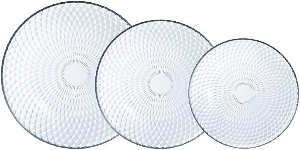 Detalle de Luminarc 5424175 Pampille Clear Glass Dinnerware Set, 18 Pieces