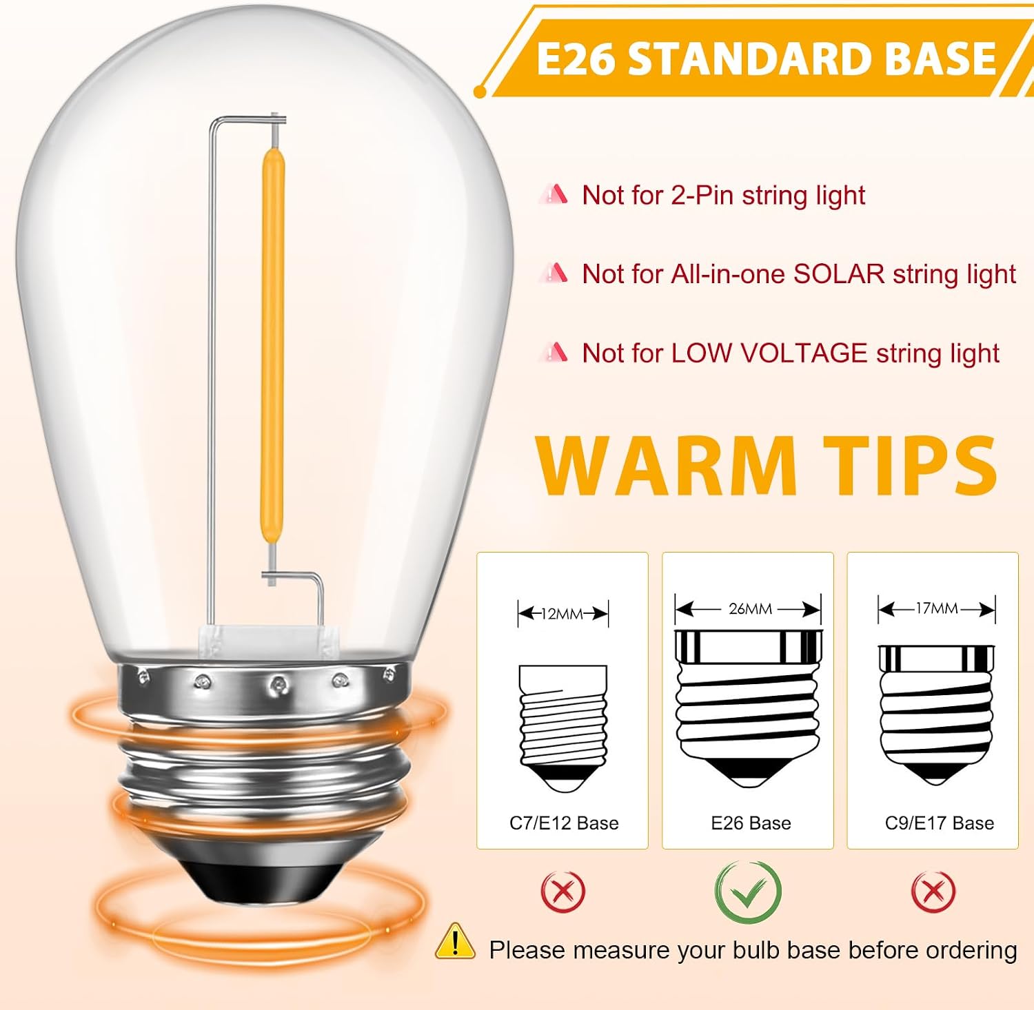 Detalle 2 de GvvooHome S14 outdoor LED string light bulbs
