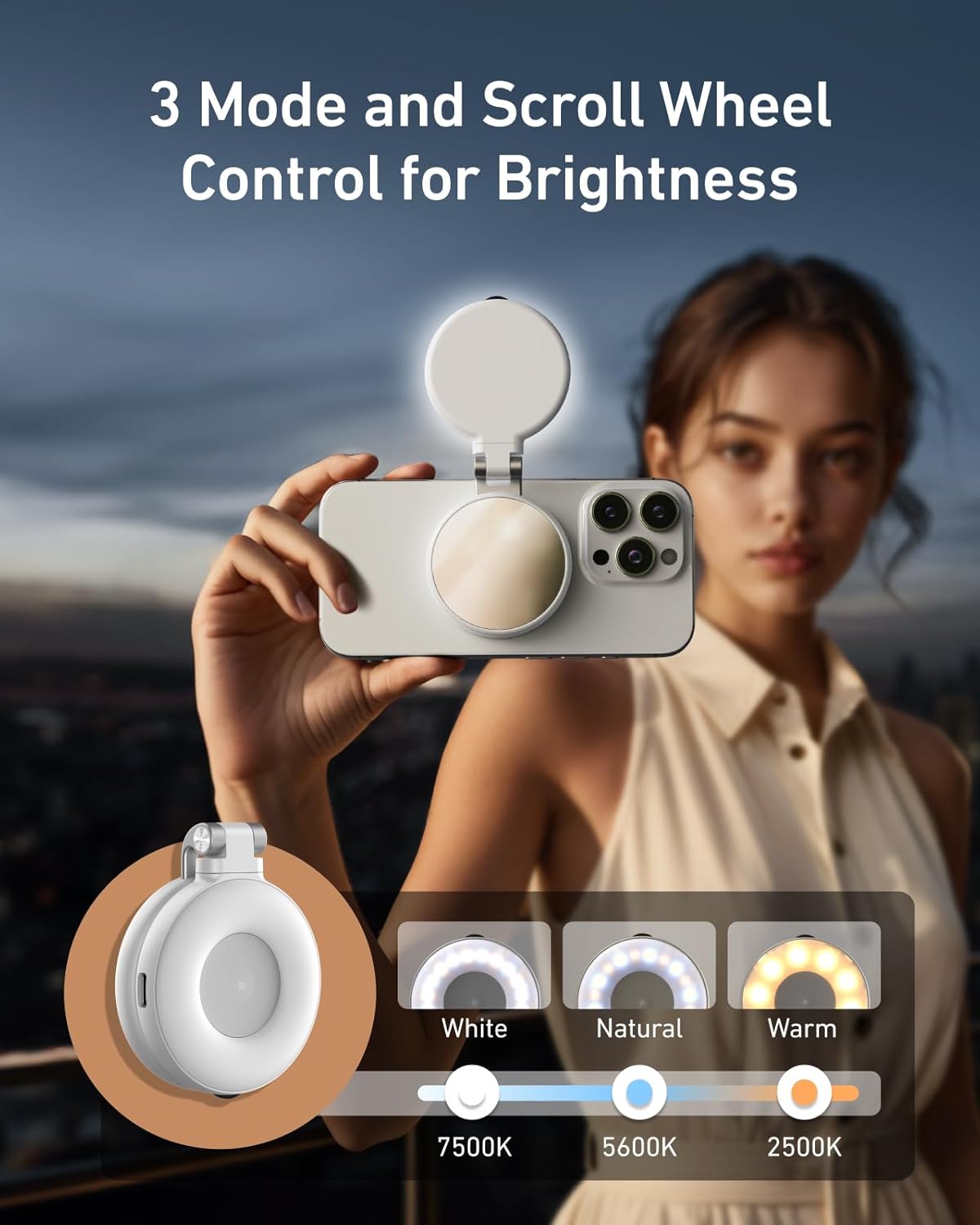 Thumbnail 1 de TELESIN C03 Luce per Selfie magnetica con specchio: illuminazione professionale in un accessorio ultraleggero