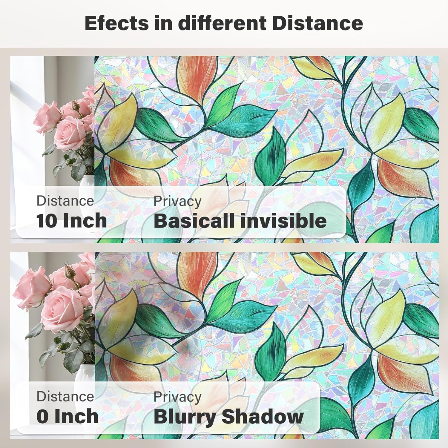 Thumbnail 5 de FINNEZ Fensterfolie – Selbstklebend, Statische Folie, buntes Blätter-Design, 90 x 400 cm