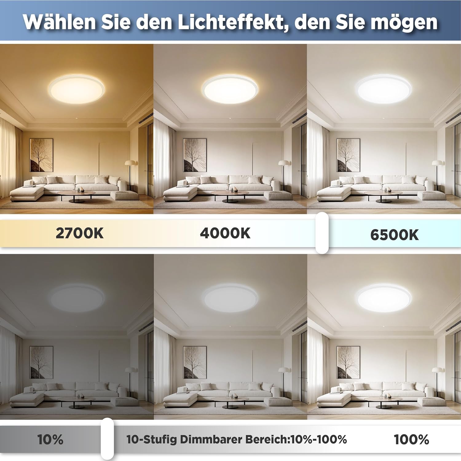 Thumbnail 2 de L5L3D Deckenlampe LED mit Fernbedienung – 42 cm, IP44, 2700K/4000K/6500K, 22W, 2900 lm