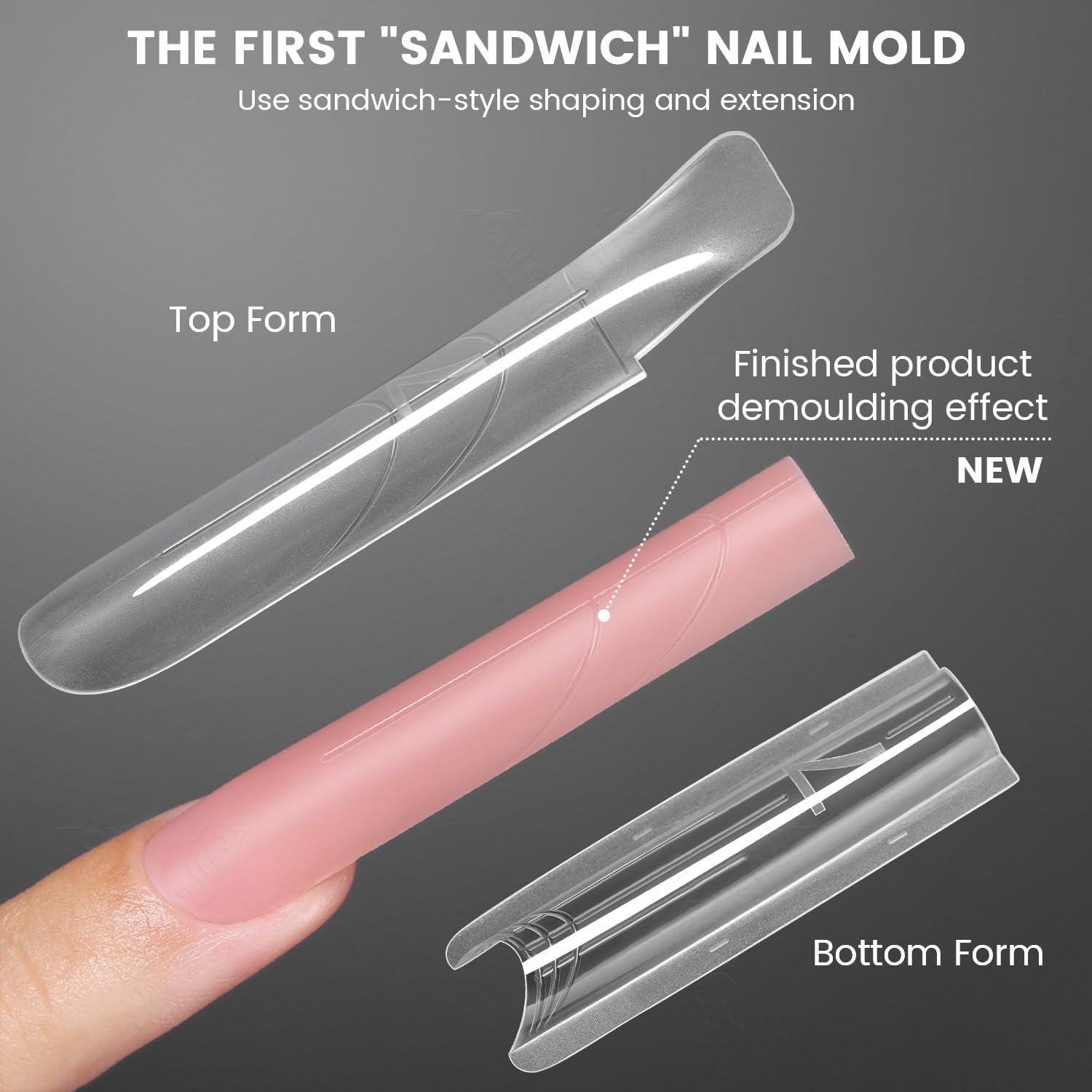 Thumbnail 3 de YOKEFELLOW Dual Nail Forms Sandwich Nagel-Formen (240 Stück, transparent) für Polygel & Gel-Nagelverlängerung