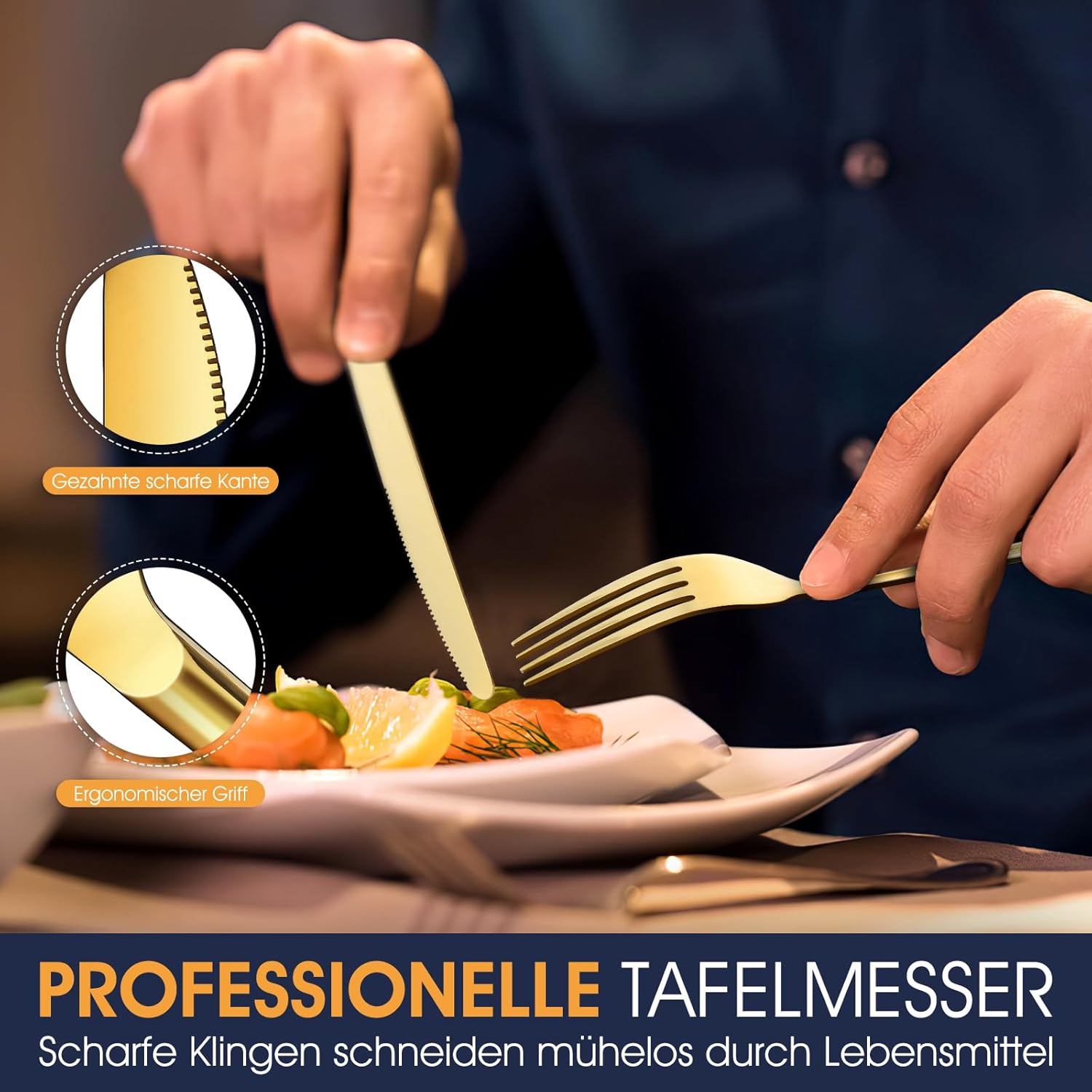 Detalle de TAN REN Gold Besteck Set 6 Personen 36-teilig