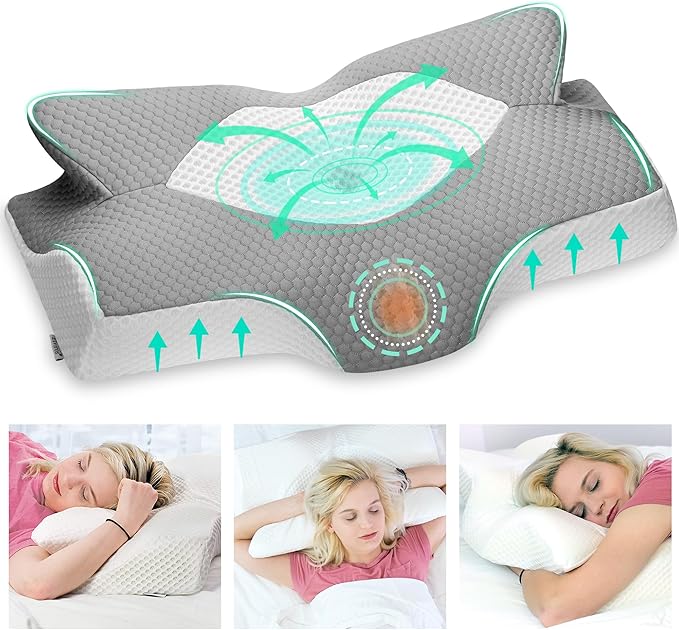 Detalle de Elviros Almohada Cervical Viscoelástica 💤 | Soporte para Cuello