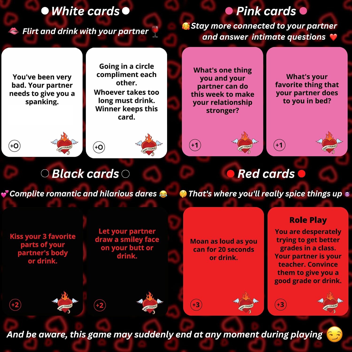 Detalle de RISKY COUPLES Couples Card Game with 150 Spicy Questions and Challenges