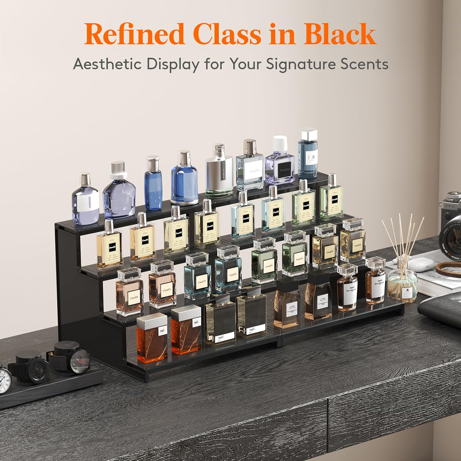 Detalle 2 de Lifewit 24150 4-Tier Plastic Display Stand, Black, 3-Piece Set