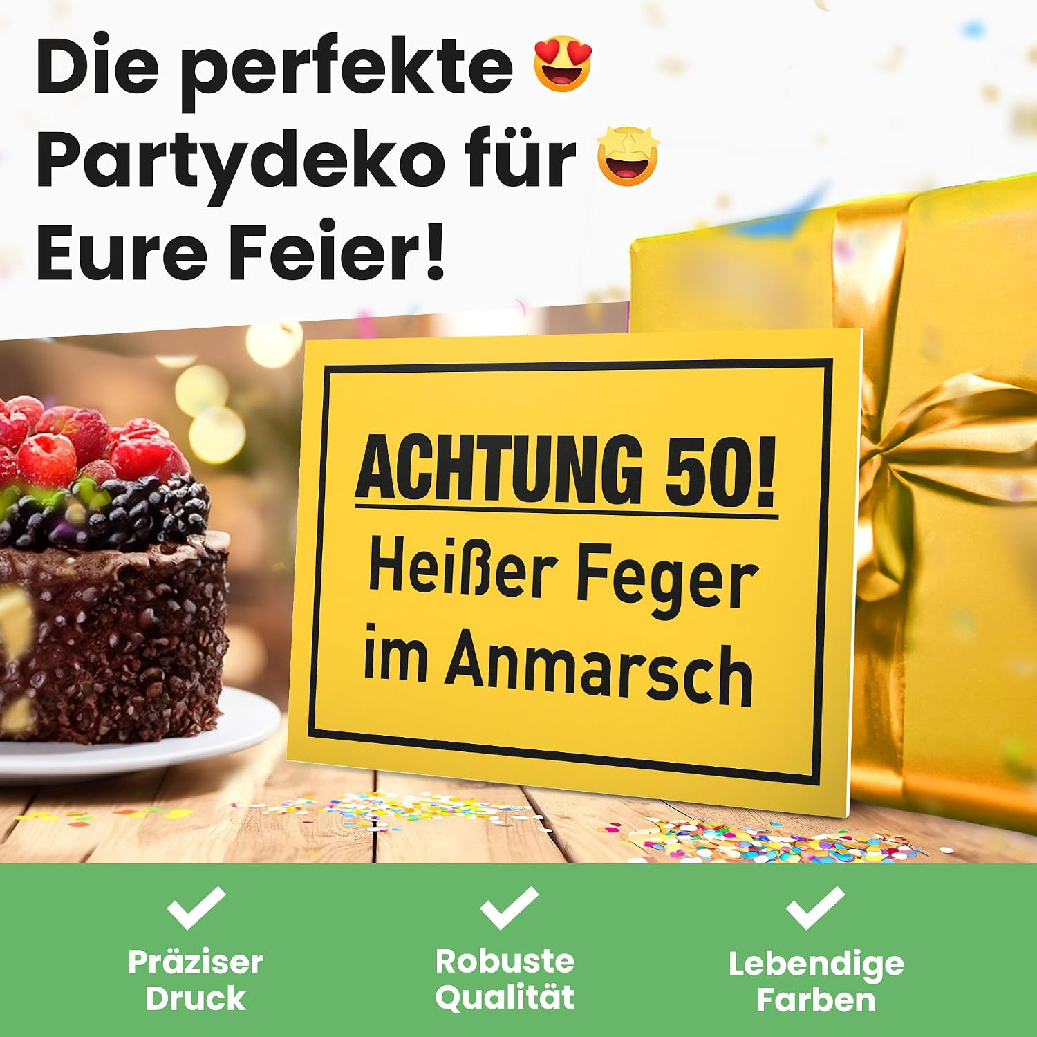 Thumbnail 3 de DankeDir! 50 Heißer Feger – Schild 30 x 20 cm als Geburtstagsdeko und Karte zum 50. Geburtstag