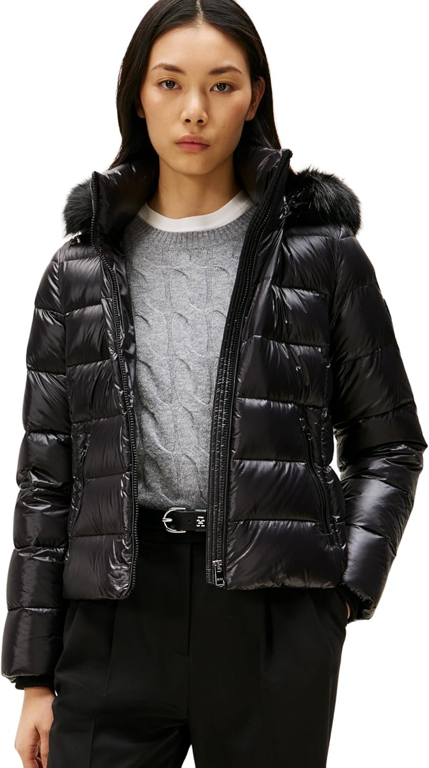 Thumbnail 5 de Tommy Hilfiger Gloss HW Down Slim Jacket W Fur – Piumino da donna in nylon riciclato
