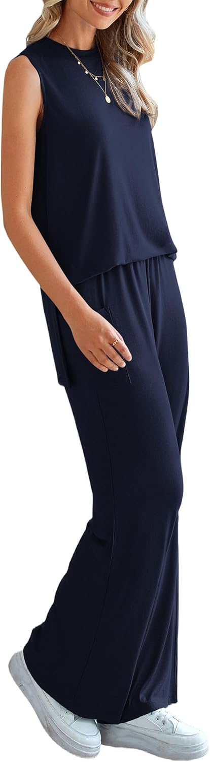 Thumbnail 3 de PRETTYGARDEN 2-Piece Women’s Lounge Set (Tank Top & High-Waisted Wide-Leg Pants)