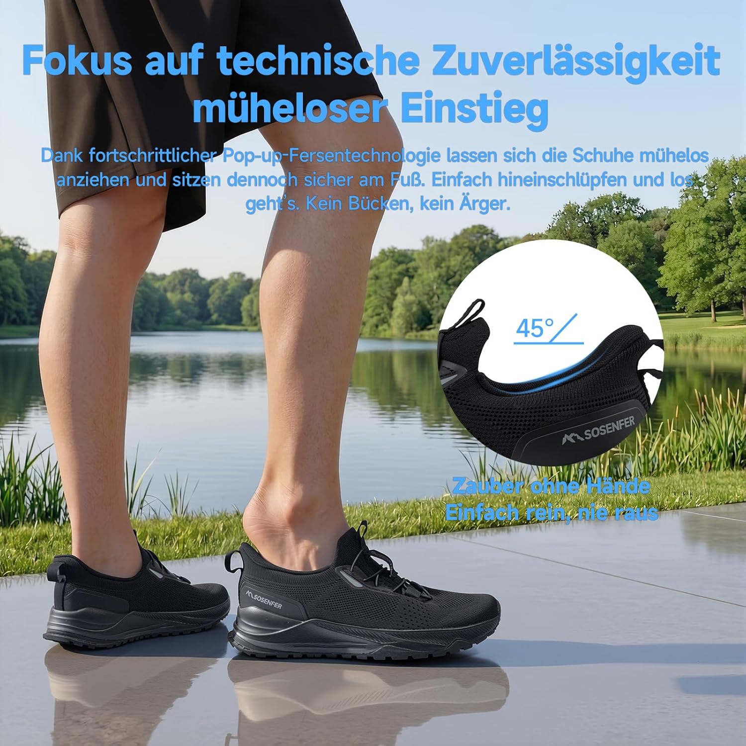 Thumbnail 3 de Sosenfer Slip-on Sneakers Herren – Breite Füße, atmungsaktives Obermaterial, rutschfeste Sohle
