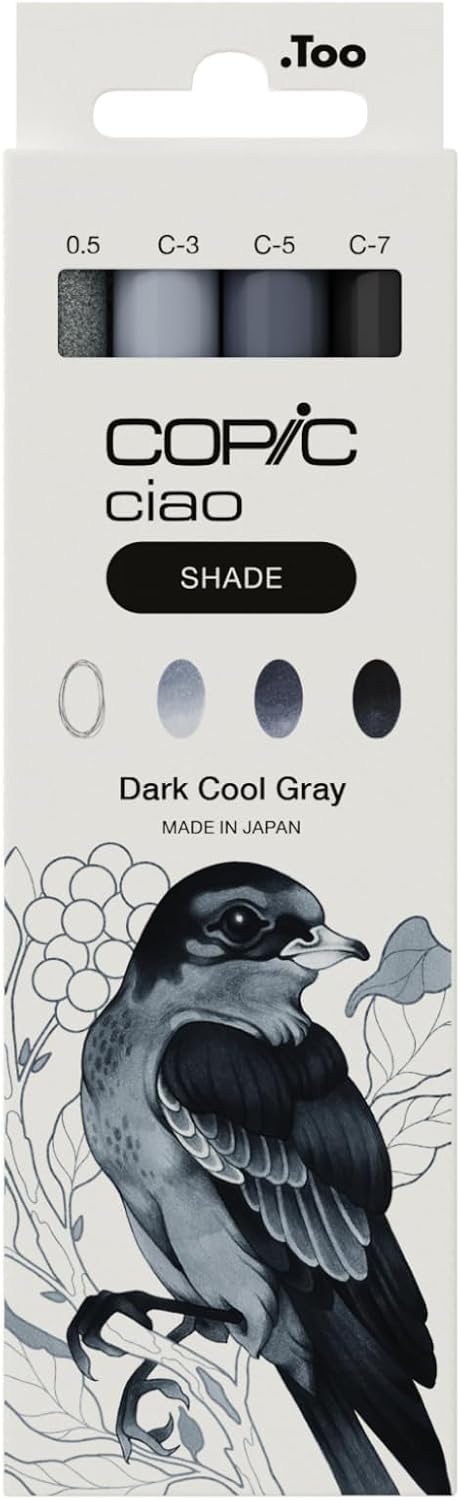Detalle de Copic Ciao Shade Set Dark Cool Gray – markerset med penselspets och Multiliner