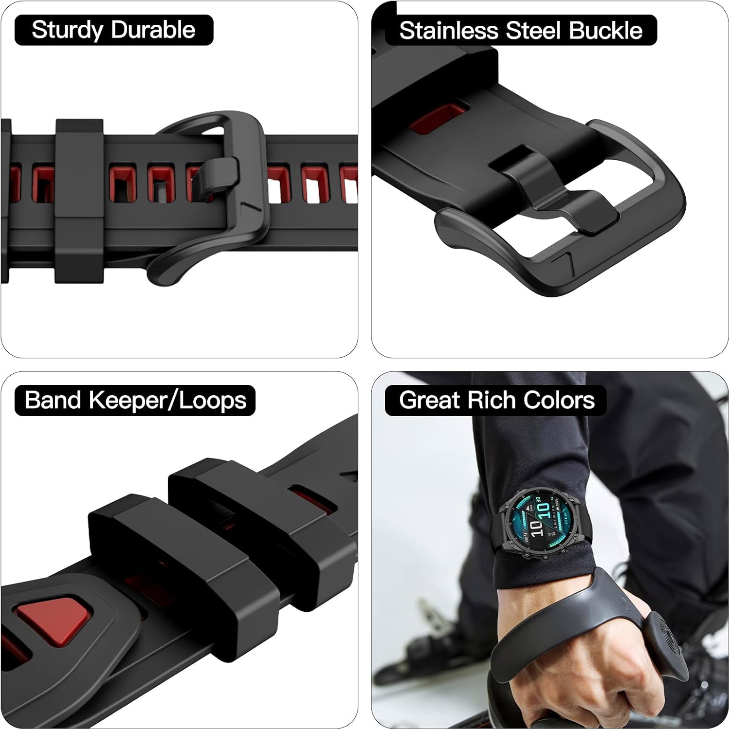 Detalle de OVERSTEP 20mm Silicone Watch Band for Garmin Fenix Series
