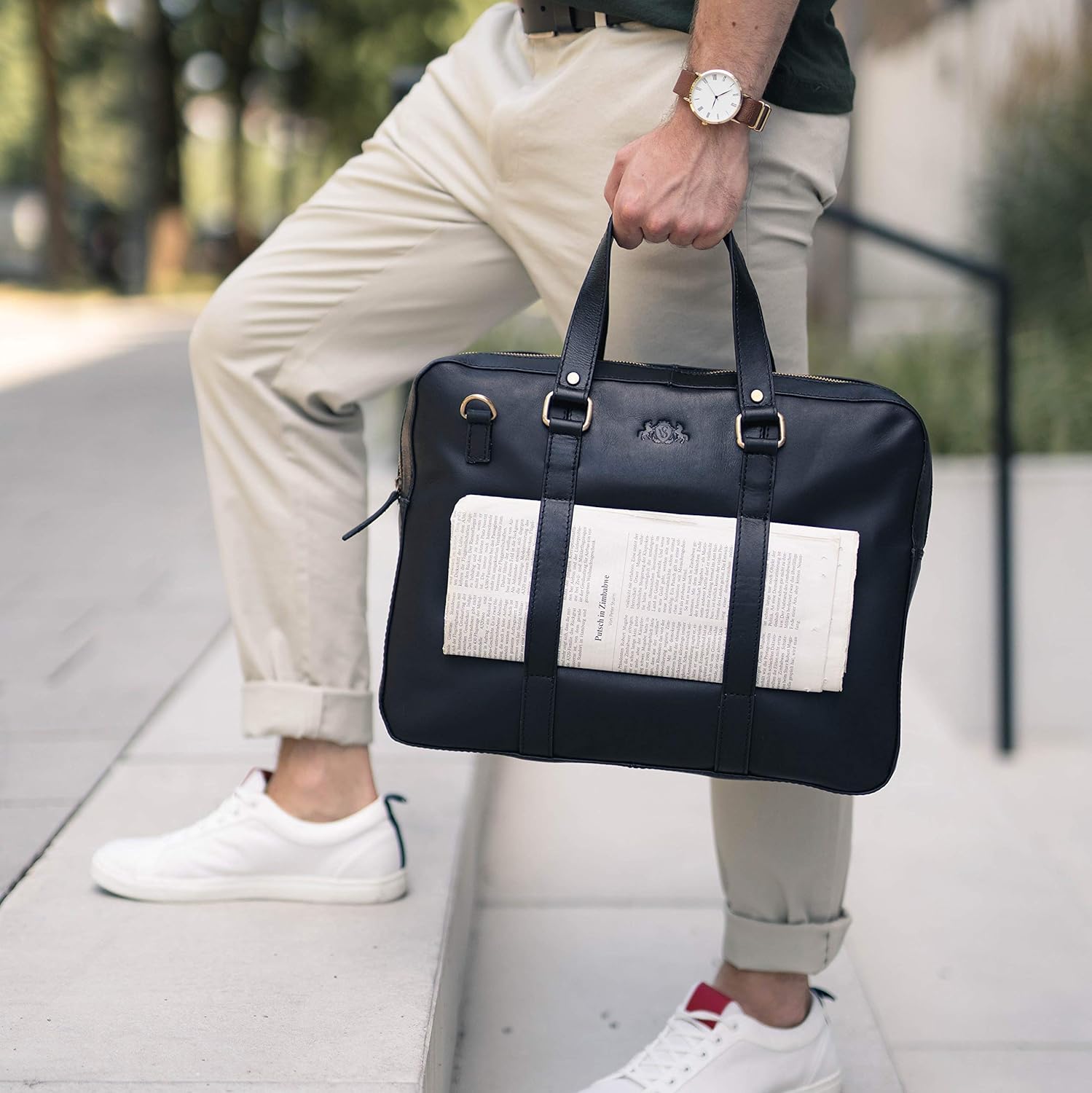 Thumbnail 2 de SID & VAIN Maguire Medium Laptop Bag — Real Leather Briefcase for 15.4in Laptops