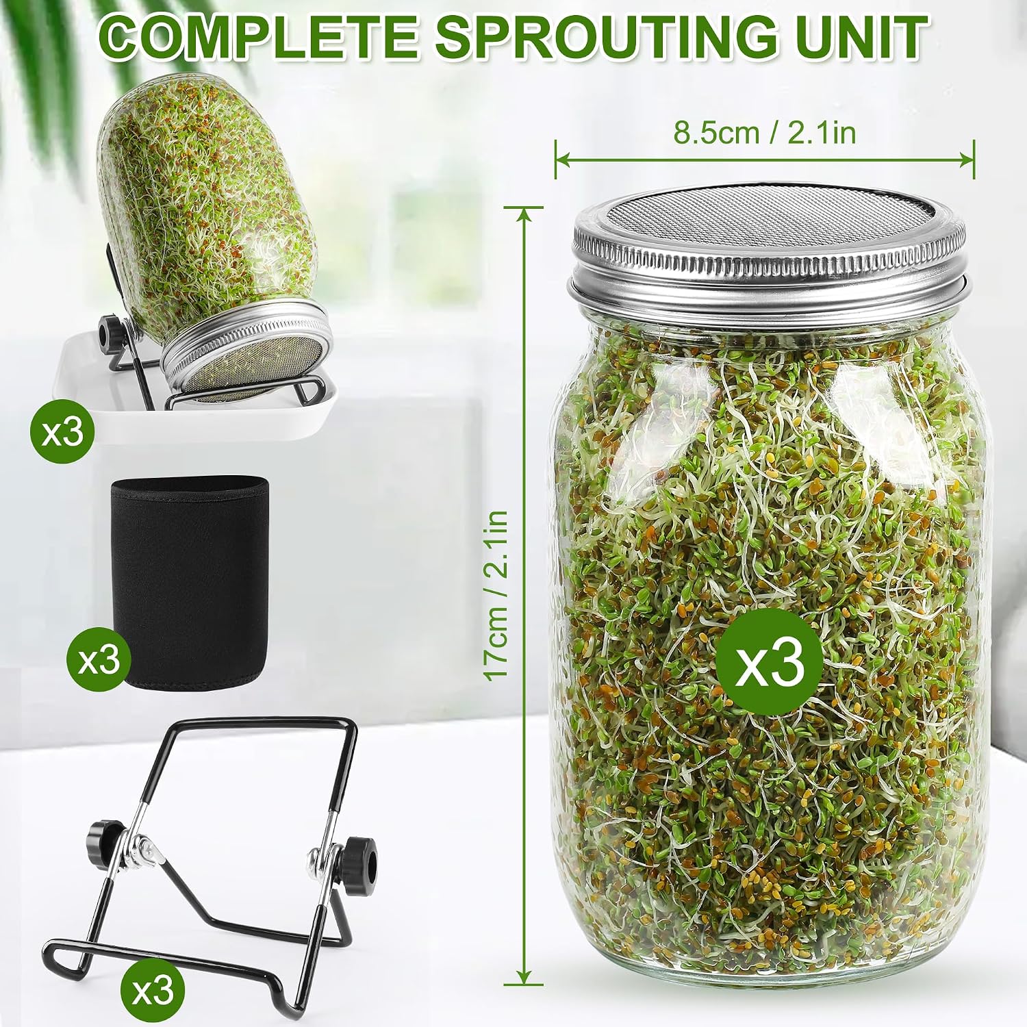 Detalle de Jokisa Sprossenglas 3er Set 1000 ml