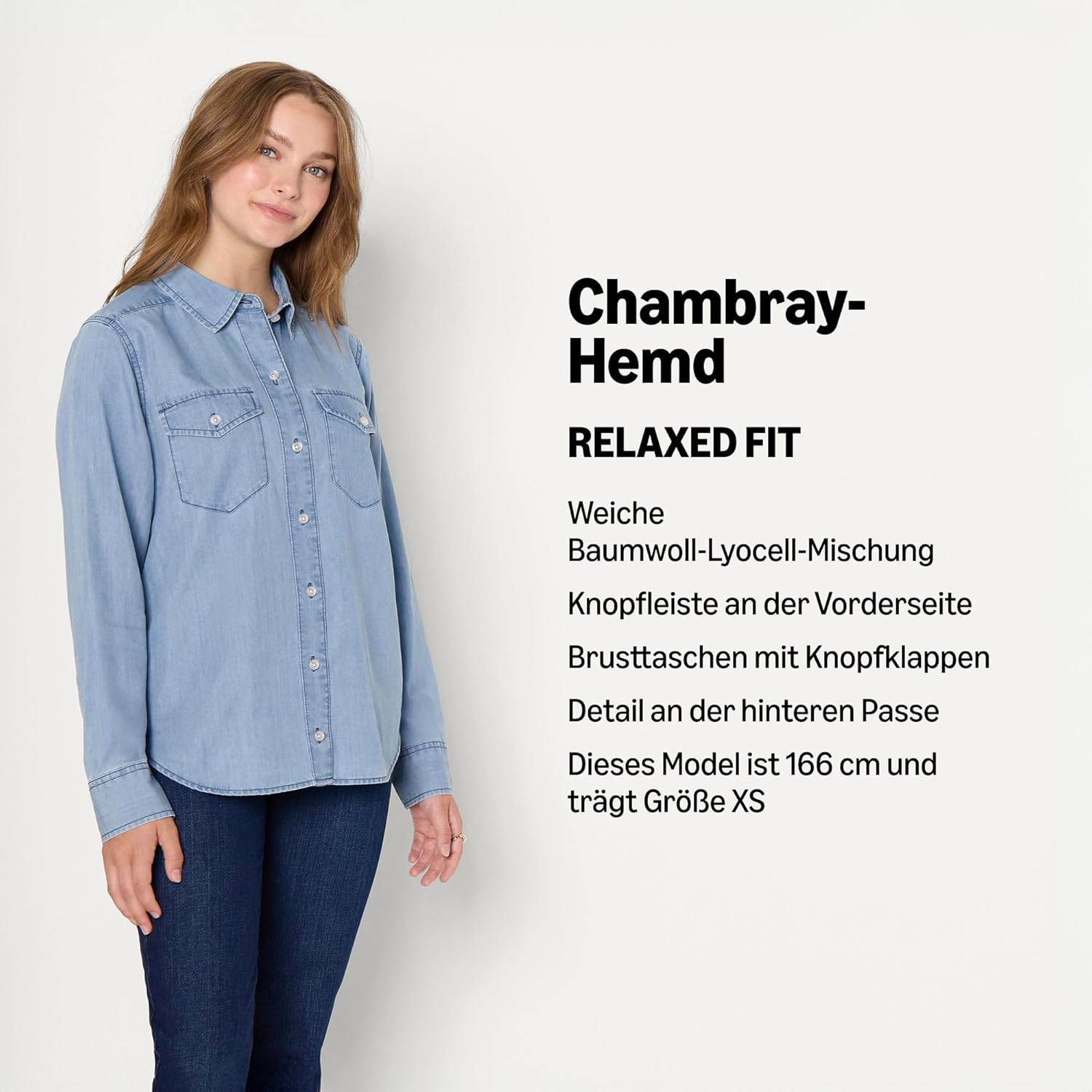 Thumbnail 3 de Amazon Essentials Damen Relaxed-Fit Langarm-Hemd im Denim-Chambray-Look mit Knopfleiste
