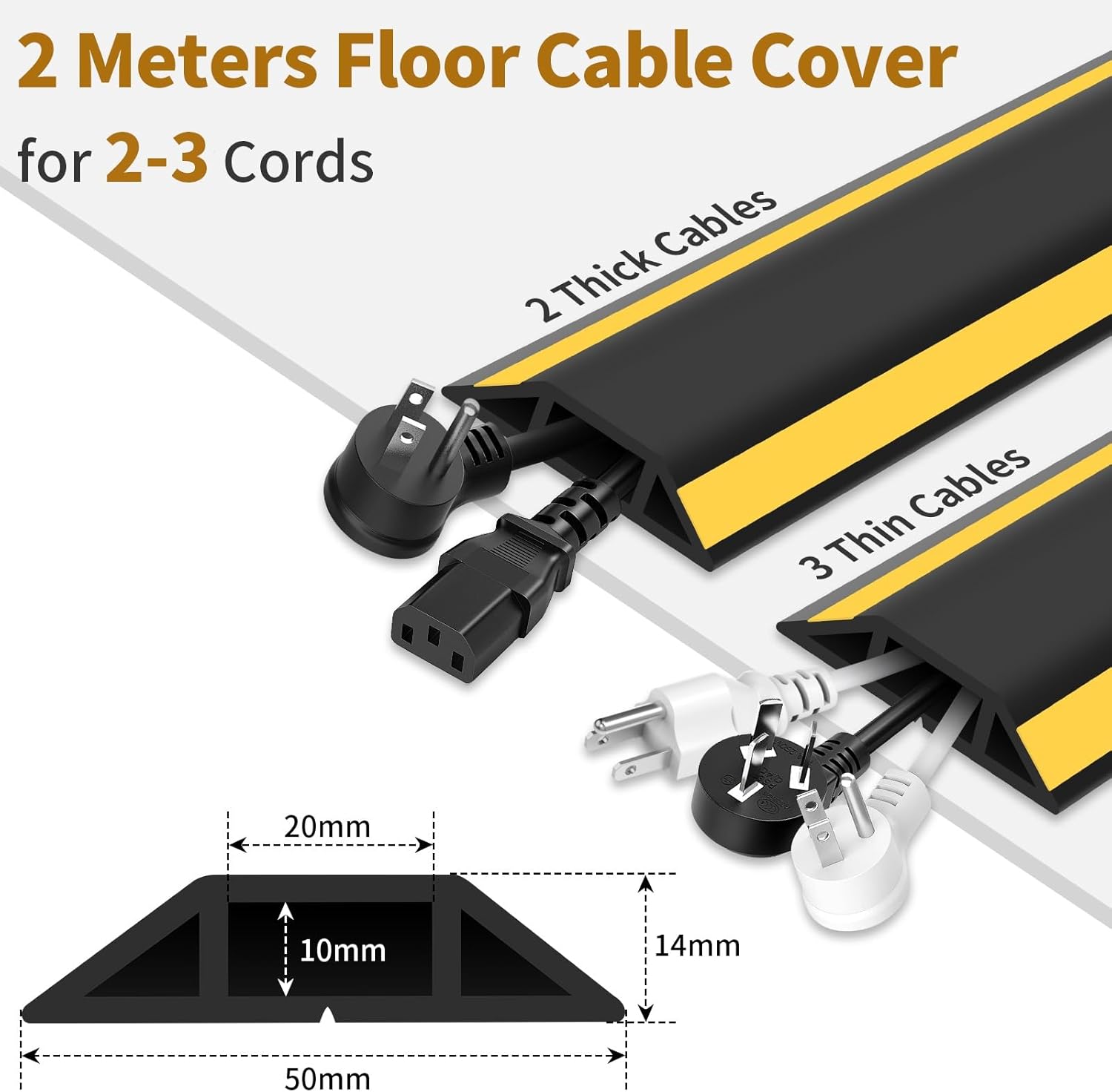 Detalle de Floor Cable Cover 2m – Self-Adhesive Rubber Cable Protector for Indoor and Outdoor Use