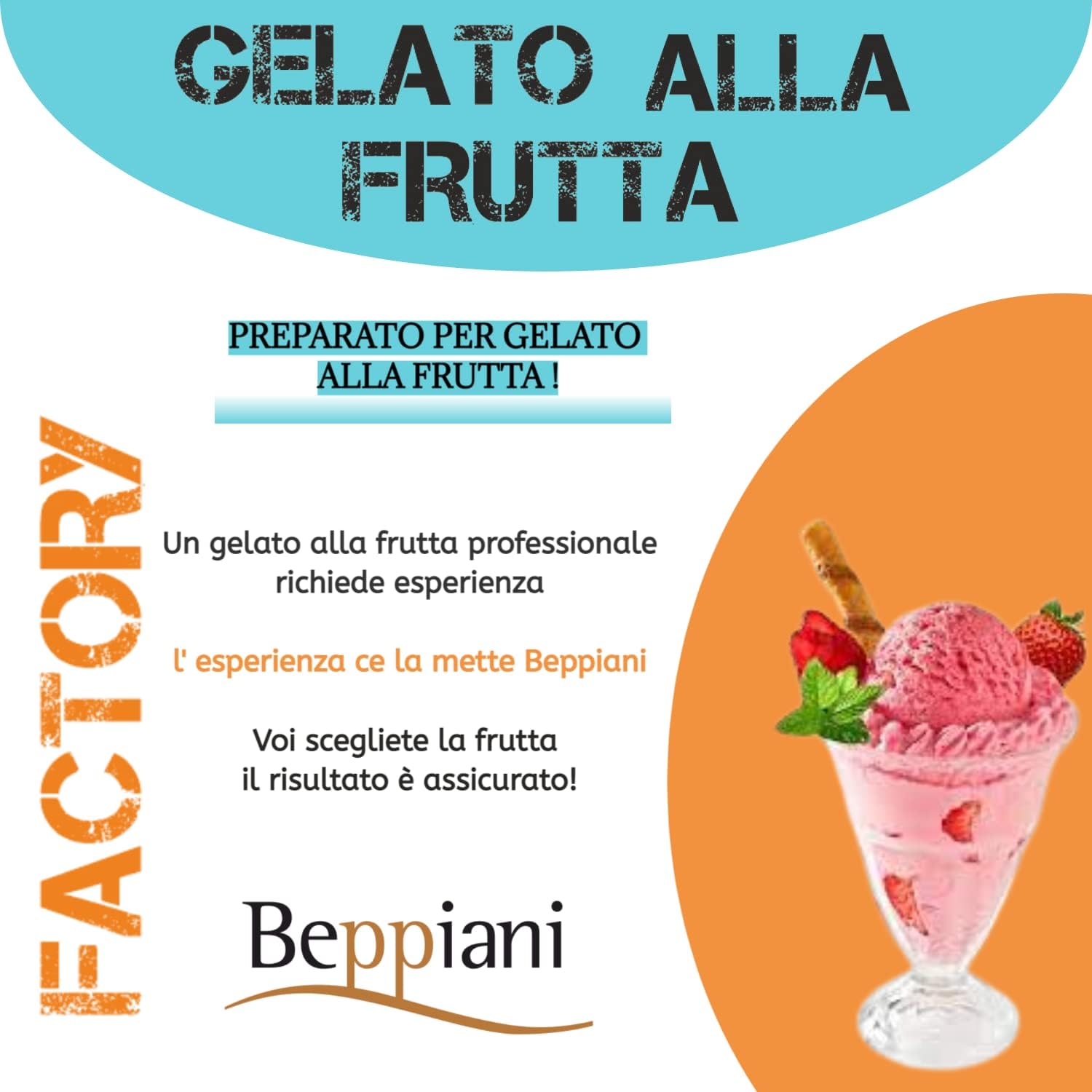 Thumbnail 1 de Beppiani Factory Preparato per gelato alla frutta: circa 25 porzioni, con o senza gelatiera