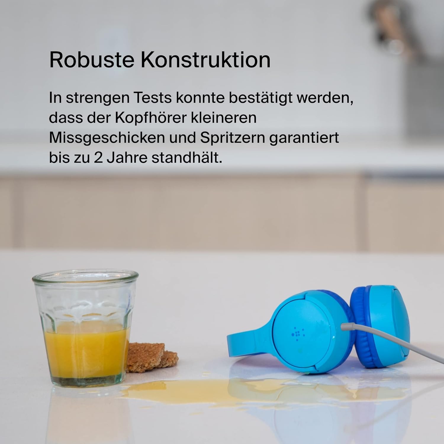 Detalle de Belkin Sound Form Mini On-Ear-Kopfhörer mit Kabel für Kinder – sicherer Klang für Schule, Reisen und Spiel